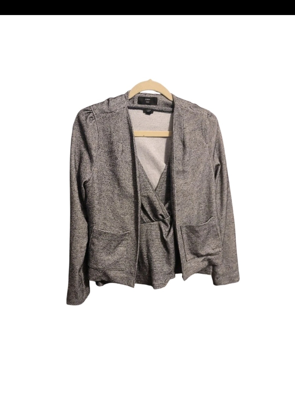 J. Crew 365 Black and White Marled Knit Open Cardigan